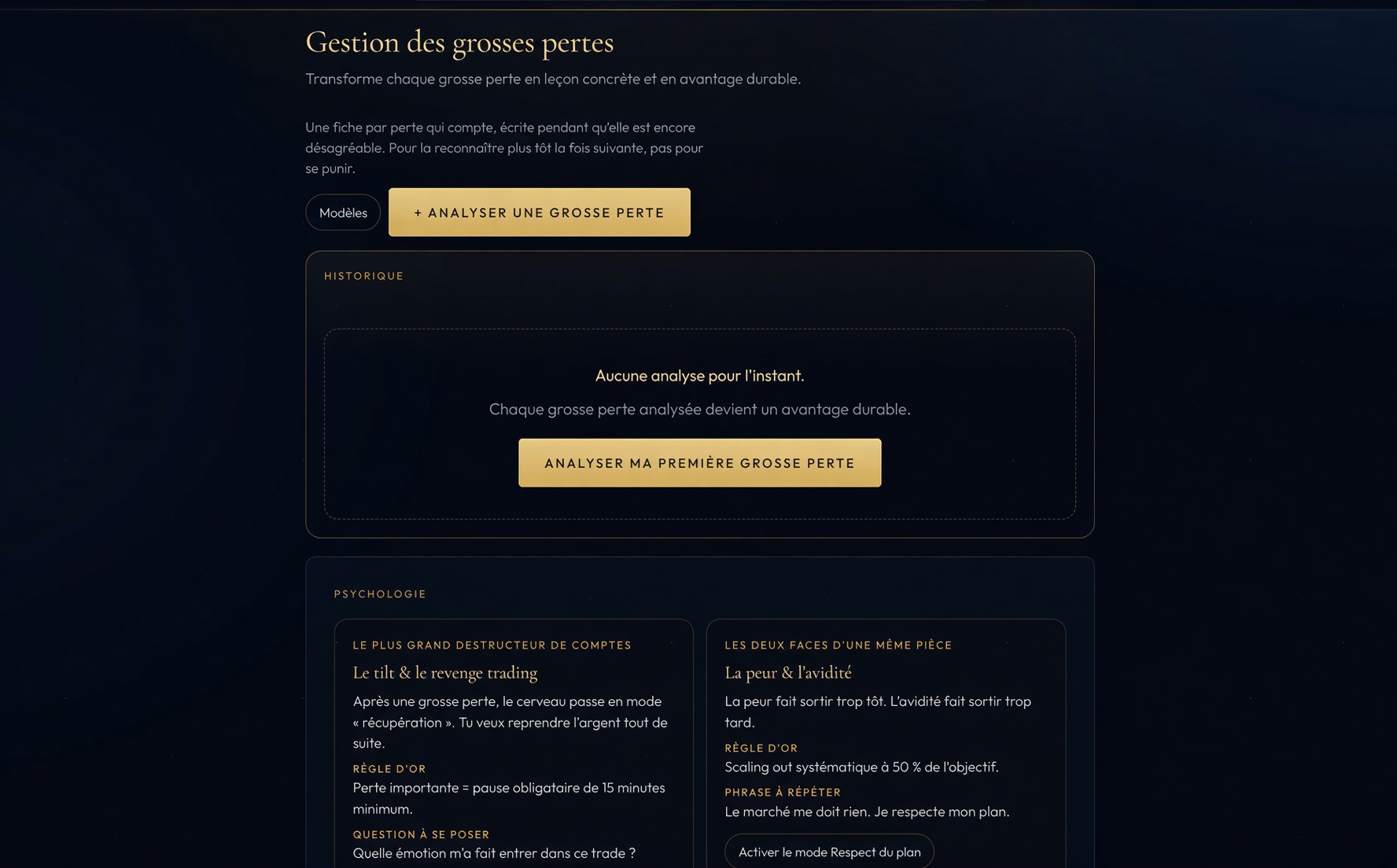 Le casier « Gestion des grosses pertes »